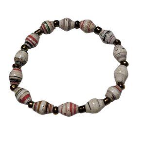 Handcrafted Multicolor Paper Bead Bracelet Eco Friendly Recycled Jewelry Women